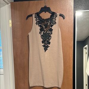 NWOT Black & brown lace dress with tie back